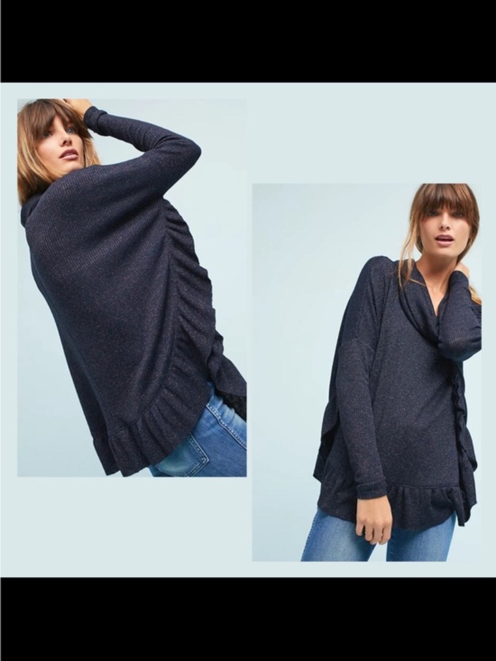 Anthropologie Postmark Orley Metallic Cowl
Neck Sweater size S